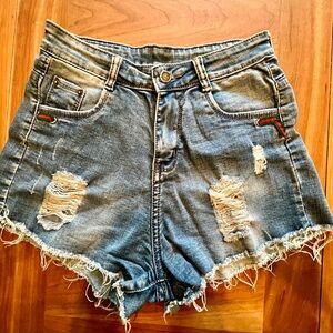 Distressed Denim Shorts 24”